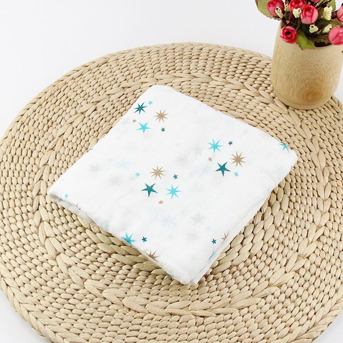 Soft Muslin Baby Swaddling Blanket Newborn Infant Cotton Blue Star