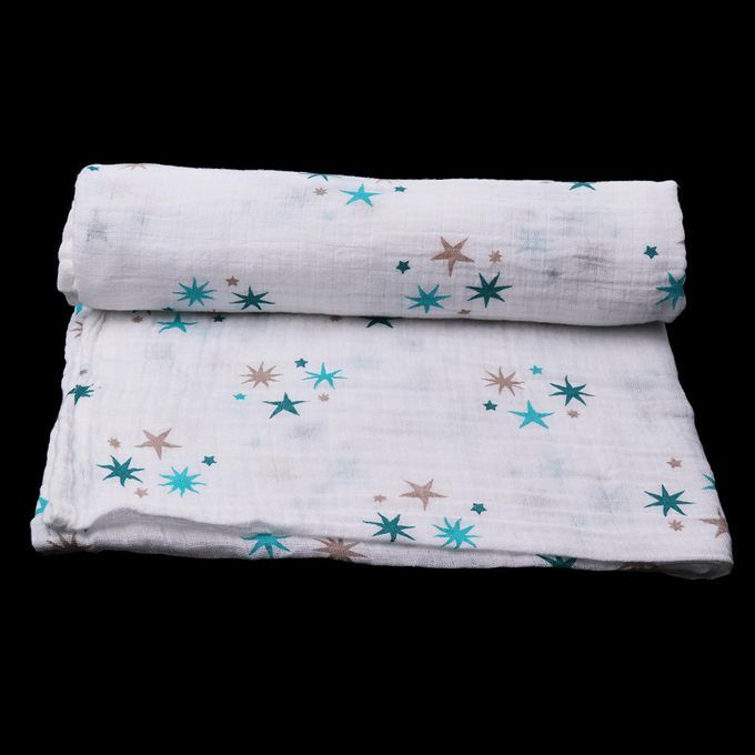 Soft Muslin Baby Swaddling Blanket Newborn Infant Cotton Blue Star