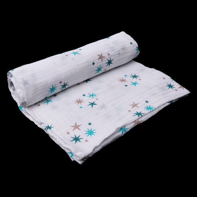 Soft Muslin Baby Swaddling Blanket Newborn Infant Cotton Blue Star