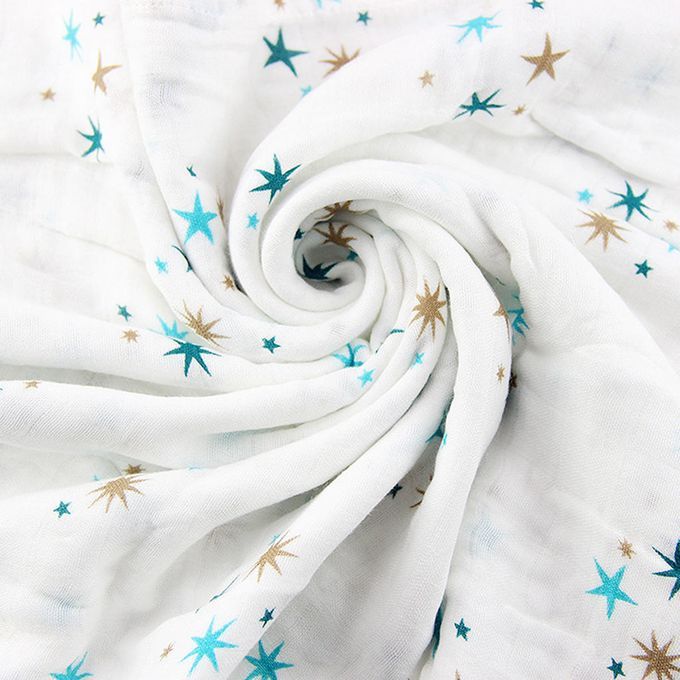 Soft Muslin Baby Swaddling Blanket Newborn Infant Cotton Blue Star