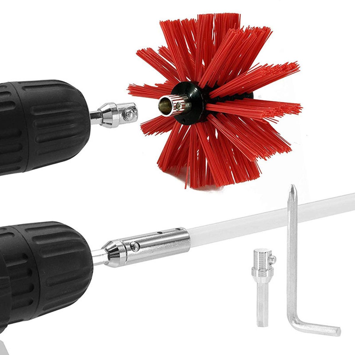 Chimney Cleaning Brush Rotary   Fireplace Kit Rod Tool Set