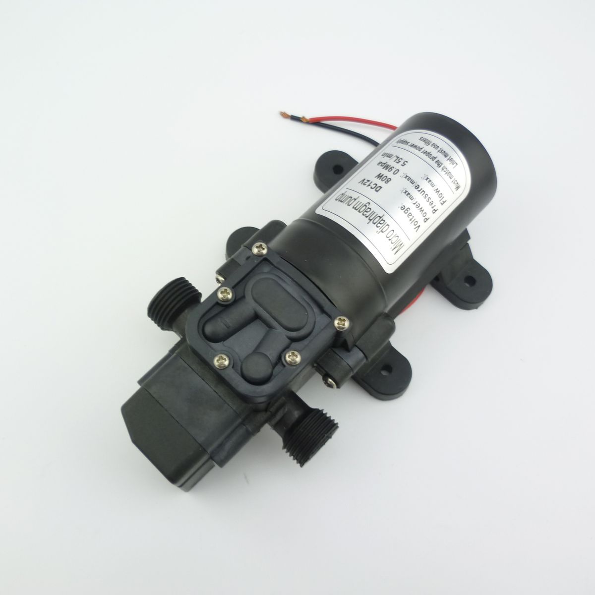 80W High Pressure Mini  Diaphragm Water Pump 12v 24v Self Priming 5.5LPM 130psi