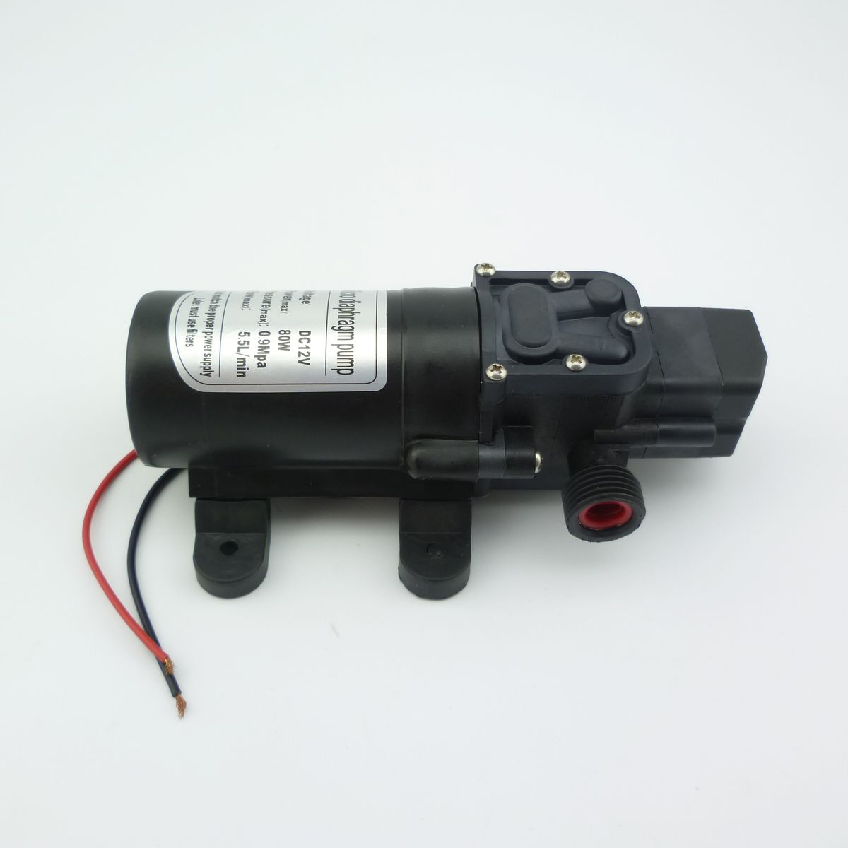 80W High Pressure Mini  Diaphragm Water Pump 12v 24v Self Priming 5.5LPM 130psi