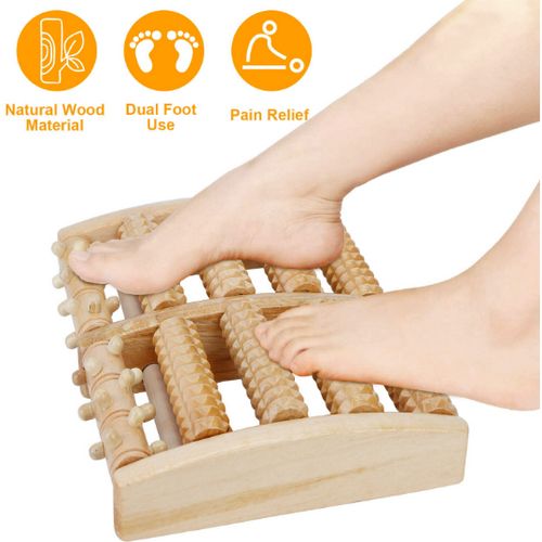 Wooden Dual Foot Massager Roller Pain Relief