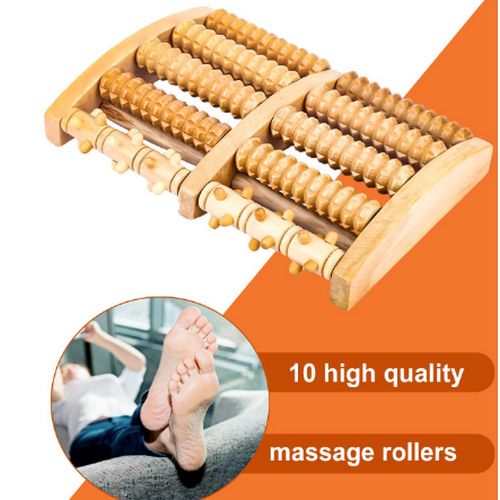 Wooden Dual Foot Massager Roller Pain Relief
