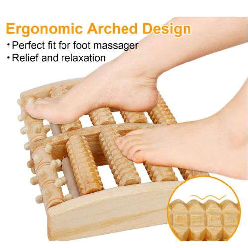 Wooden Dual Foot Massager Roller Pain Relief