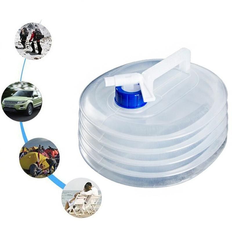 2 Pcs Folding the Water Tank, Camping, Folding Two 5 Liter Containers Into a Flat Shape When Traveling, Easy to Store