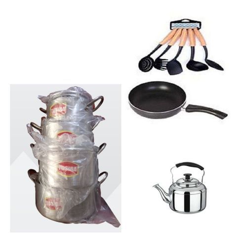 Bundle: Pot, Frying Pan, Kettle & Non Stick Spoons Set