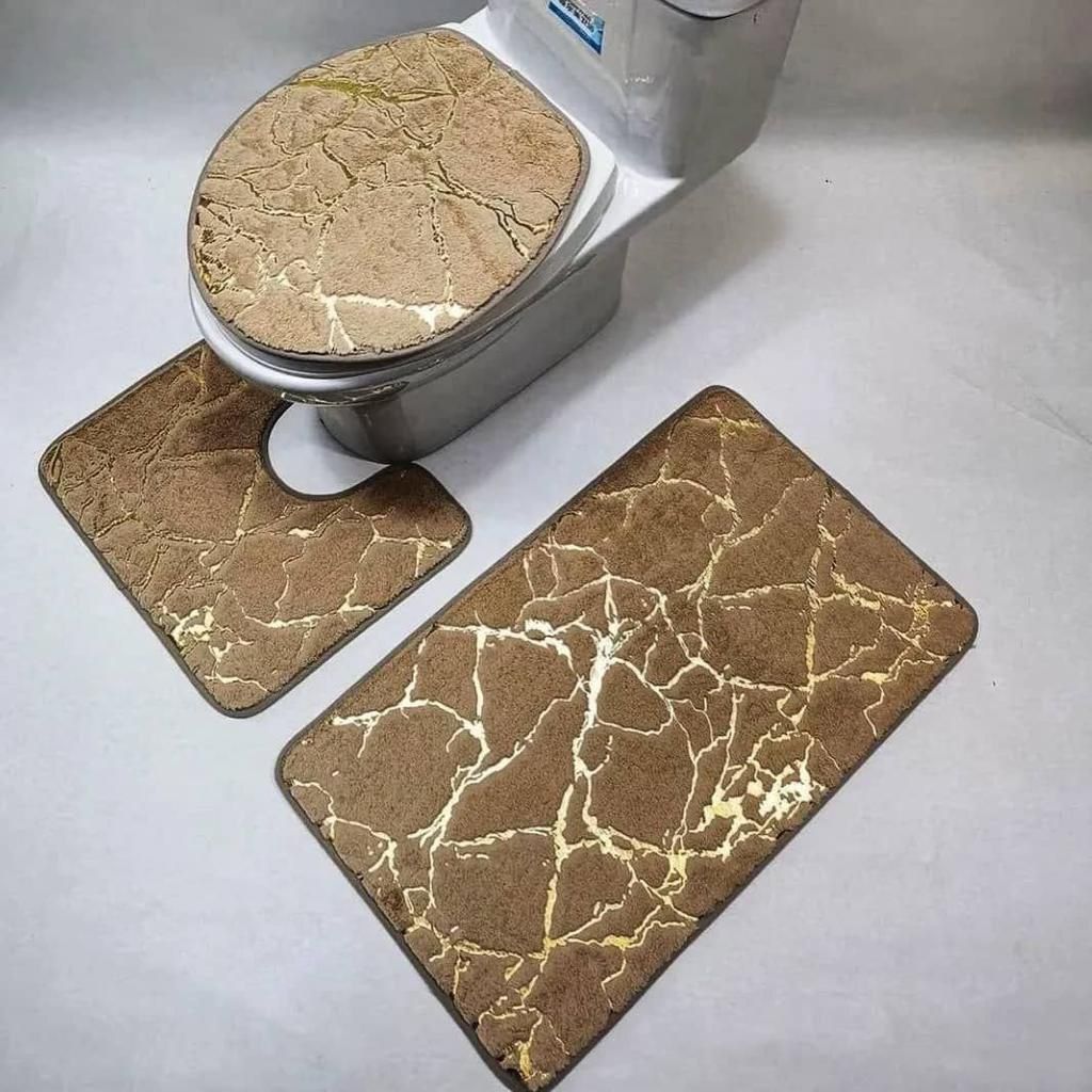 3pcs Toilet Cover And Bathroom Mat Set
