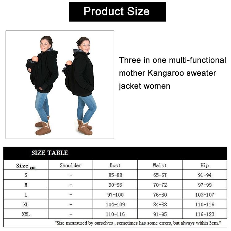 Baby Pouch Carrier Hoodie Kangaroo Zipper Pregnancy Coat