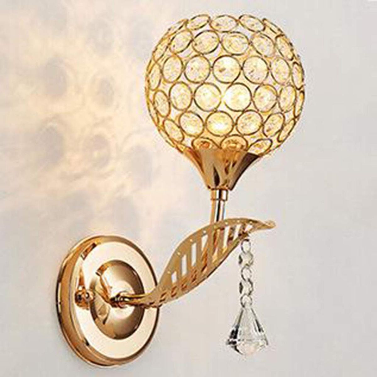Crystal Wall Sconces Bedroom Wall Lamp Round Modern Bedside Wall Lights Dining Room Hallway Light Fixture with E27 Socket (Bulb NOT included)