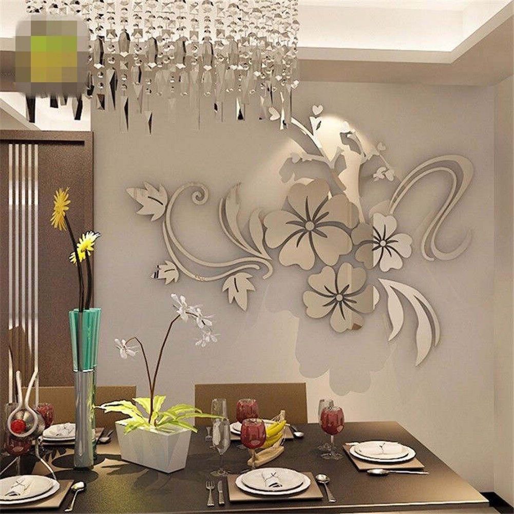3D Mirror Flower Art Wall Sticker Acrylic Mural
