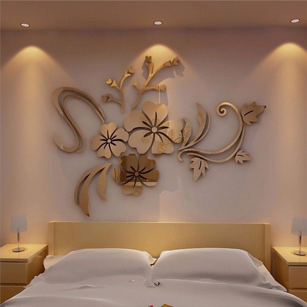 3D Mirror Flower Art Wall Sticker Acrylic Mural