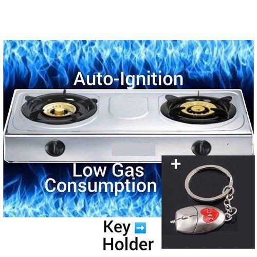 2 Burners Gas Economy- Auto Ignition Table Top Gas Cooker +Key Holder