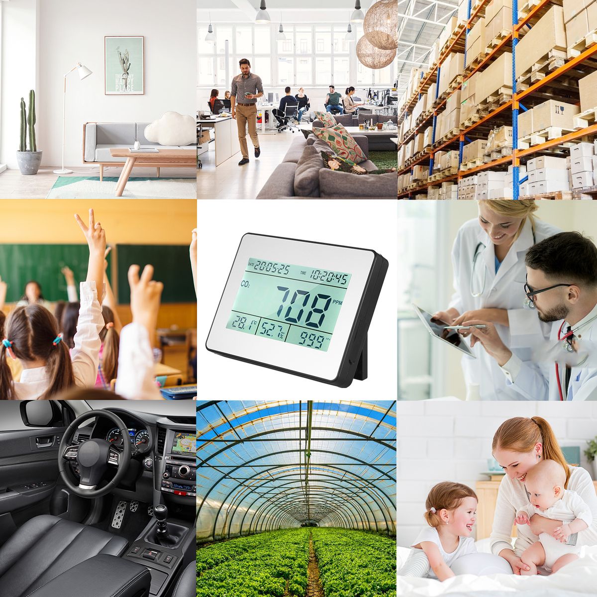 Carbon Dioxide Detector Air Quality Monitor Meter With Data