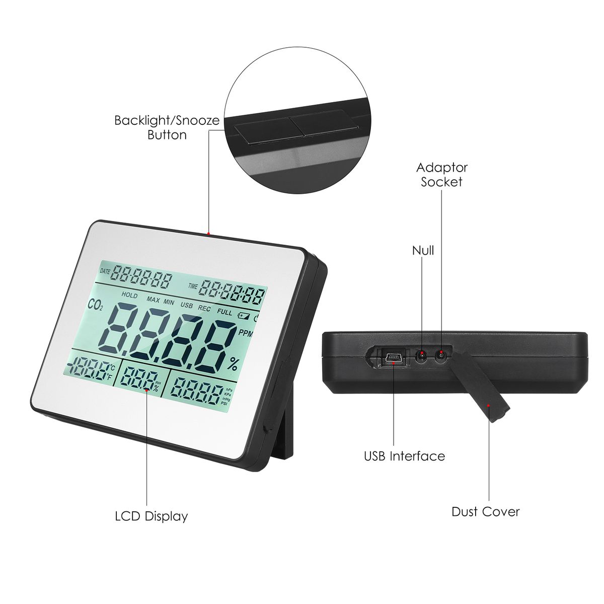 Carbon Dioxide Detector Air Quality Monitor Meter With Data