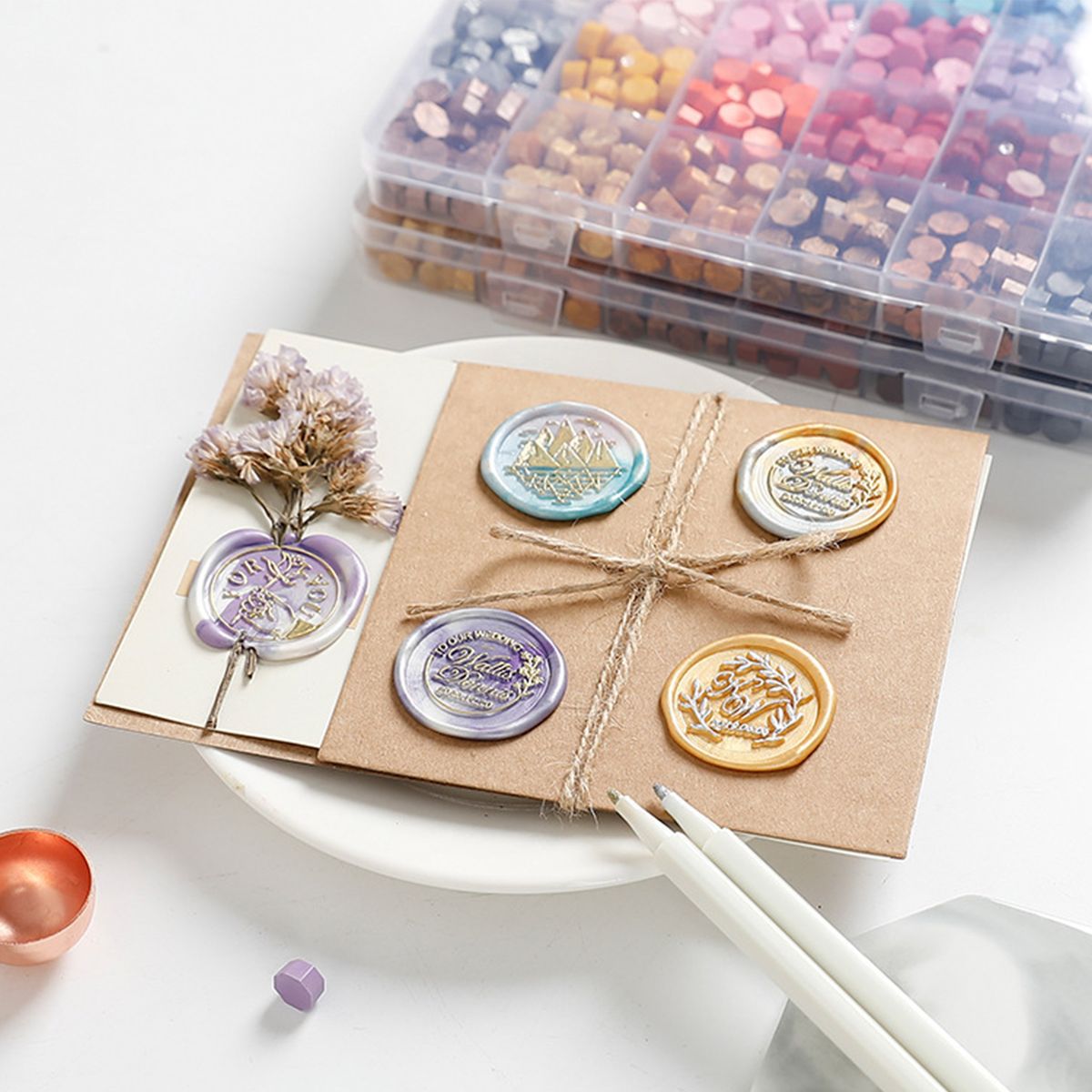 Wax Seal Kit 600pcs Sealing Wax Beads With 1pc Wax Melting