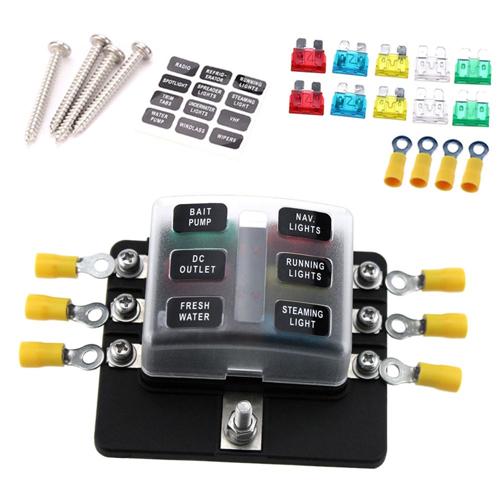 6 Way Blade Fuse Box Holder Standard Blade Fuse Blocks With