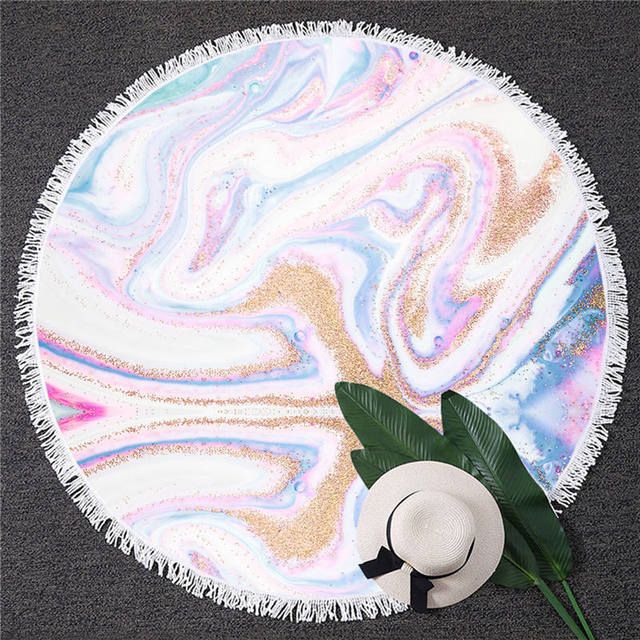 BlessLiving Marble Large Round Beach Towel
