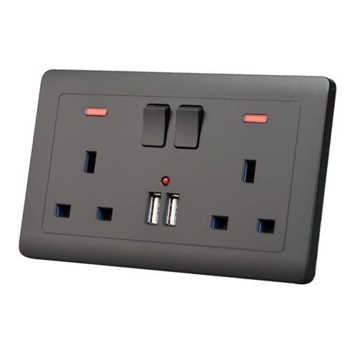 Double Wall Switch England Plug Socket With2 USB Charger