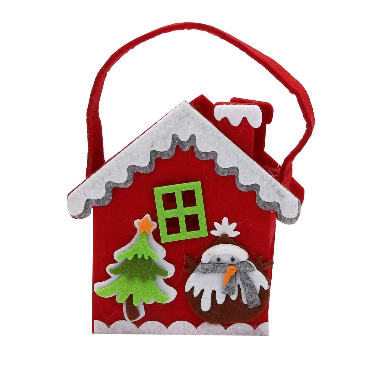 Candy bags Christmas Gift Bag Candy Gift Biscuit for children Christmas House Pattern Christmas Party Decoration Bag Hang on the tree or put inside Red & green