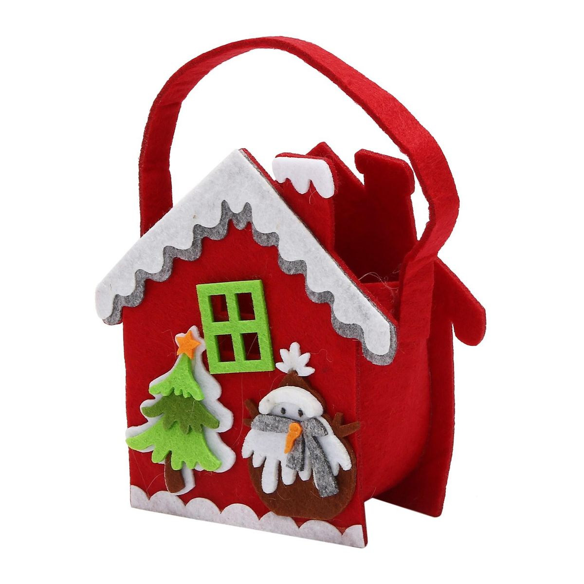 Candy bags Christmas Gift Bag Candy Gift Biscuit for children Christmas House Pattern Christmas Party Decoration Bag Hang on the tree or put inside Red & green