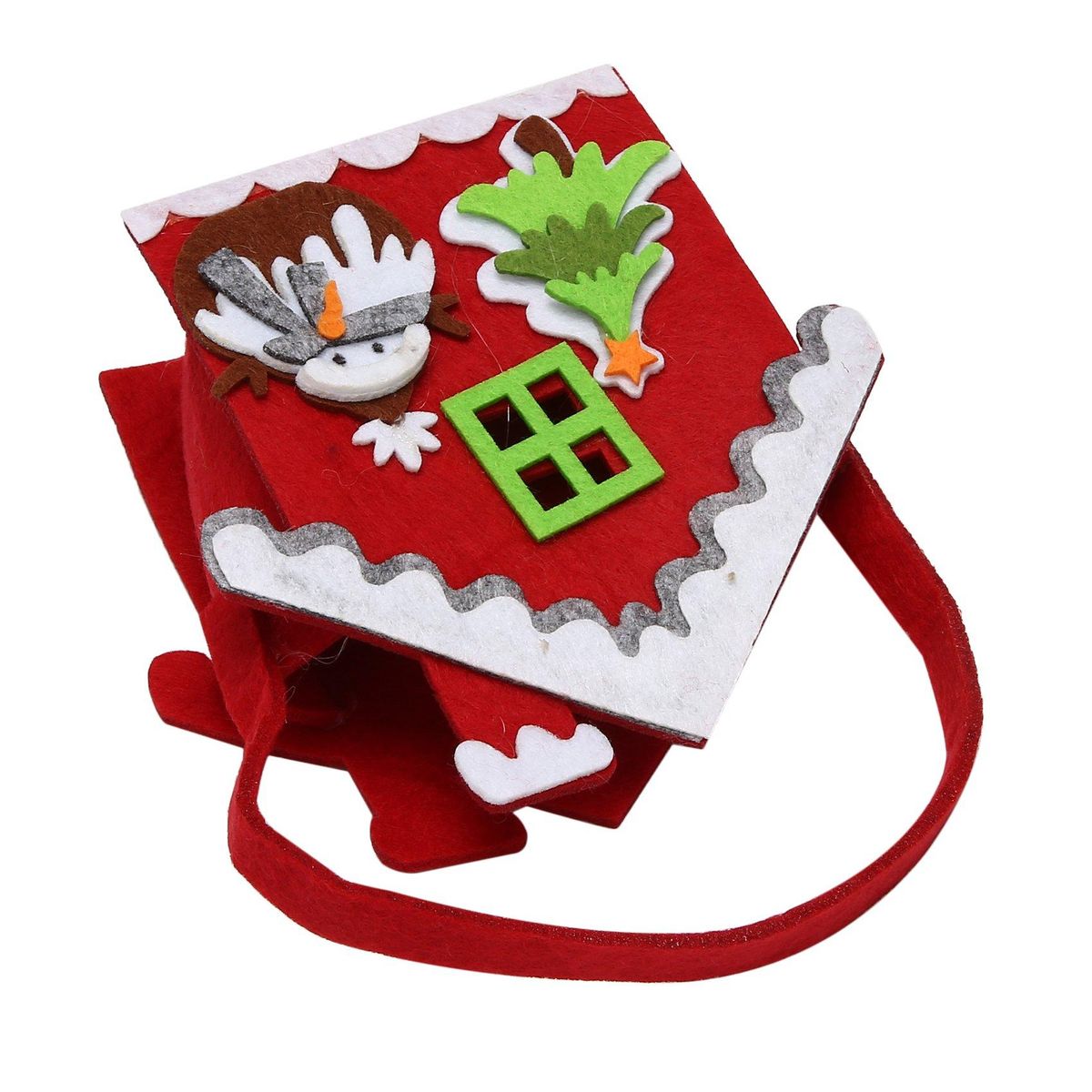 Candy bags Christmas Gift Bag Candy Gift Biscuit for children Christmas House Pattern Christmas Party Decoration Bag Hang on the tree or put inside Red & green