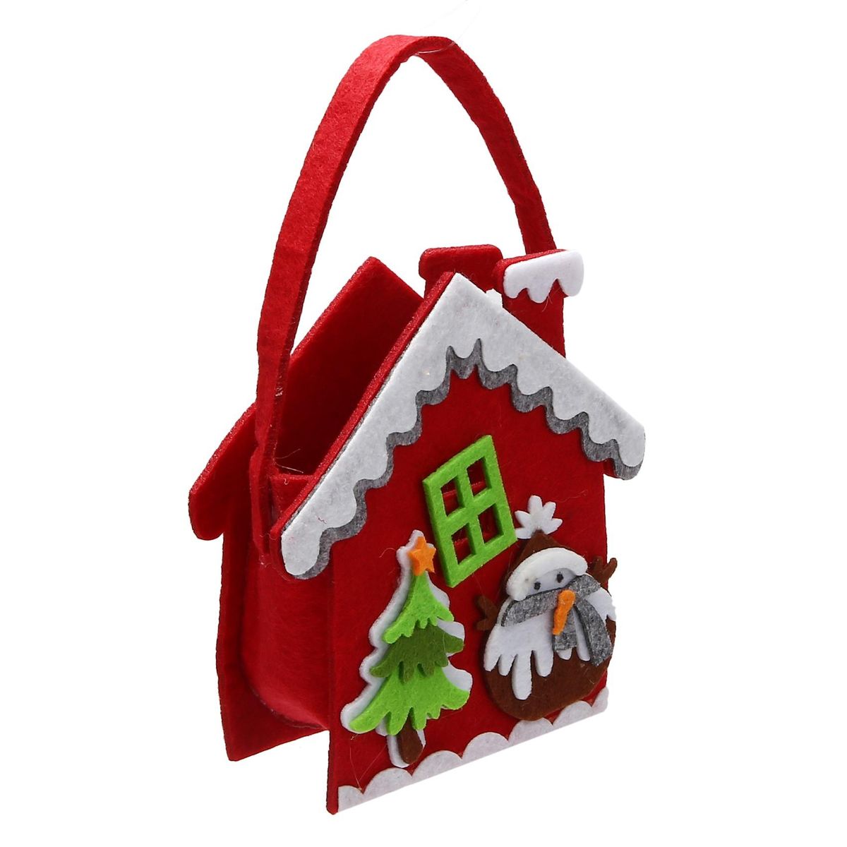 Candy bags Christmas Gift Bag Candy Gift Biscuit for children Christmas House Pattern Christmas Party Decoration Bag Hang on the tree or put inside Red & green
