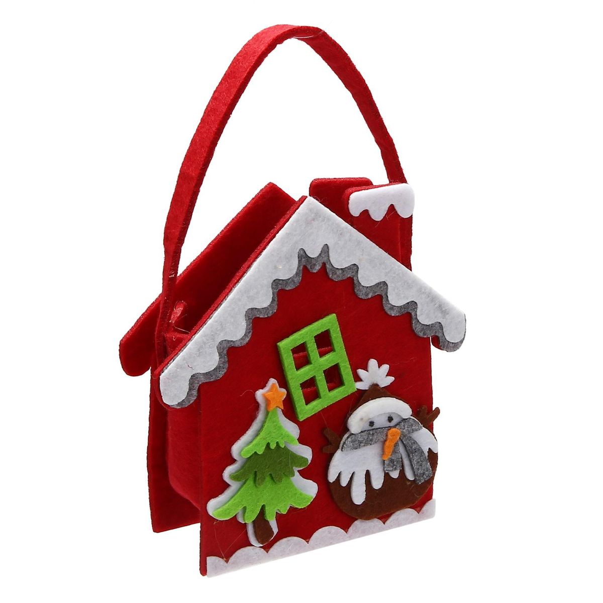Candy bags Christmas Gift Bag Candy Gift Biscuit for children Christmas House Pattern Christmas Party Decoration Bag Hang on the tree or put inside Red & green