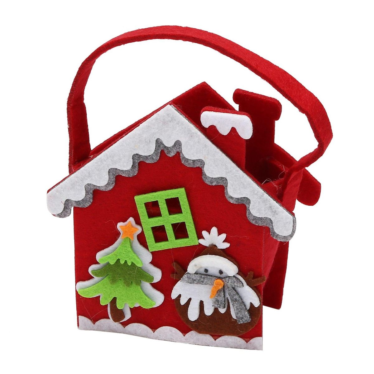 Candy bags Christmas Gift Bag Candy Gift Biscuit for children Christmas House Pattern Christmas Party Decoration Bag Hang on the tree or put inside Red & green