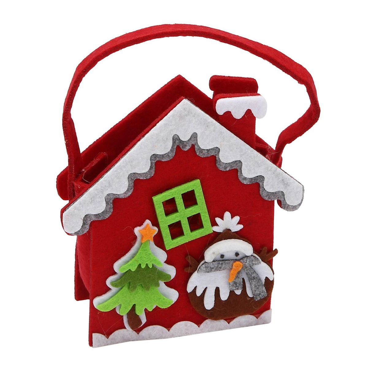 Candy bags Christmas Gift Bag Candy Gift Biscuit for children Christmas House Pattern Christmas Party Decoration Bag Hang on the tree or put inside Red & green