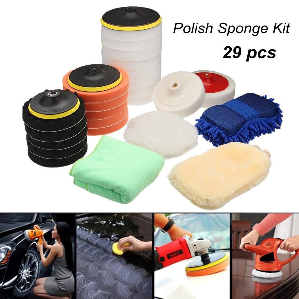 Details About ?29 Pcs Polish Sponge Kit For Car Polisher Sander Polishing Machine Buffing Pad