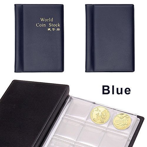 120 Coins Blue  Album Coin Money Penny Collecting Book Holders Collection Storage