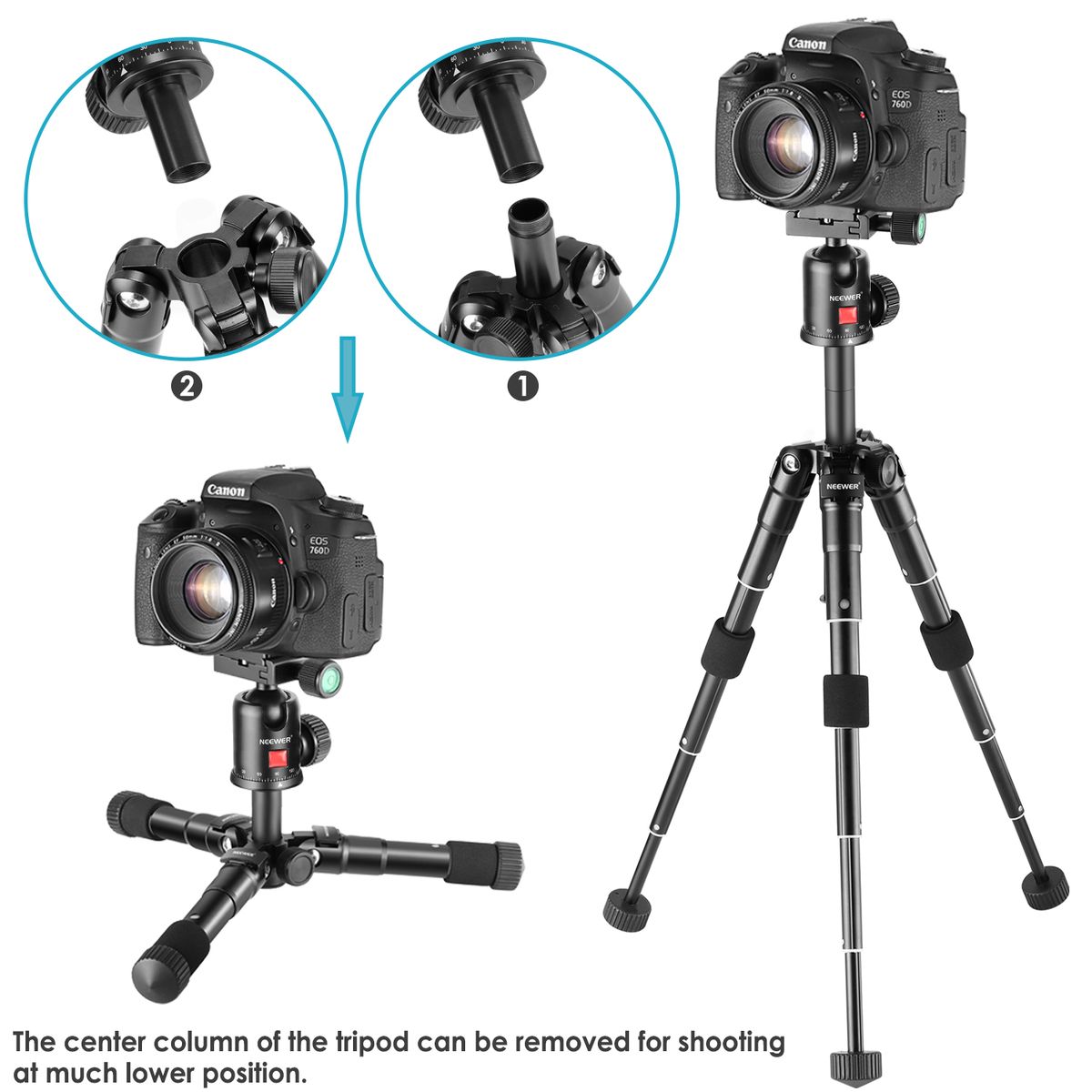 20 Inches/50 Centimeters Portable Compact Desktop Macro Mini Tripod With 360 Degree Ball Head,1/4 Inches Quick Release Plate, Bag For DSLR Camera, Video Camcorder Up To 11 Pounds/5 Kilograms