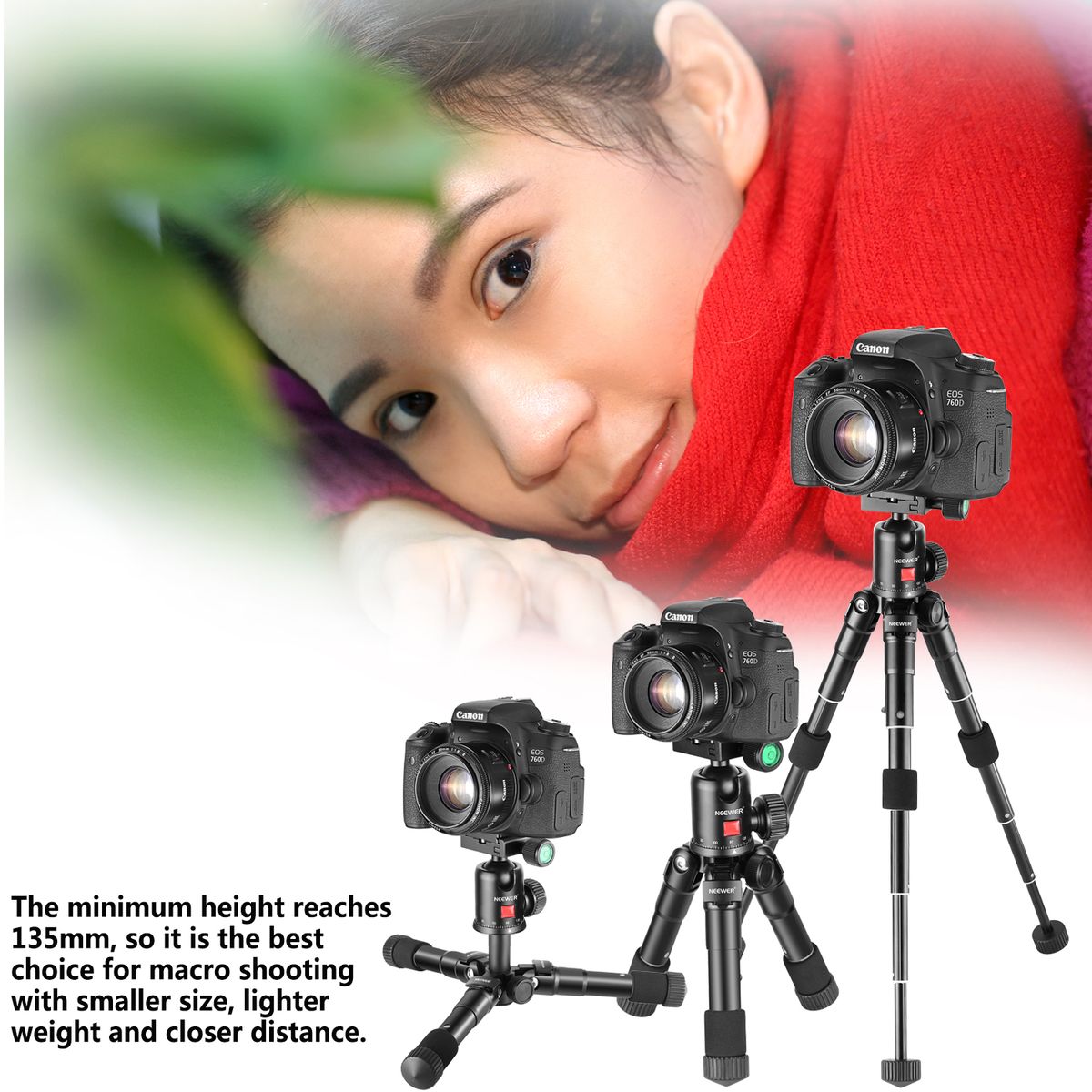 20 Inches/50 Centimeters Portable Compact Desktop Macro Mini Tripod With 360 Degree Ball Head,1/4 Inches Quick Release Plate, Bag For DSLR Camera, Video Camcorder Up To 11 Pounds/5 Kilograms