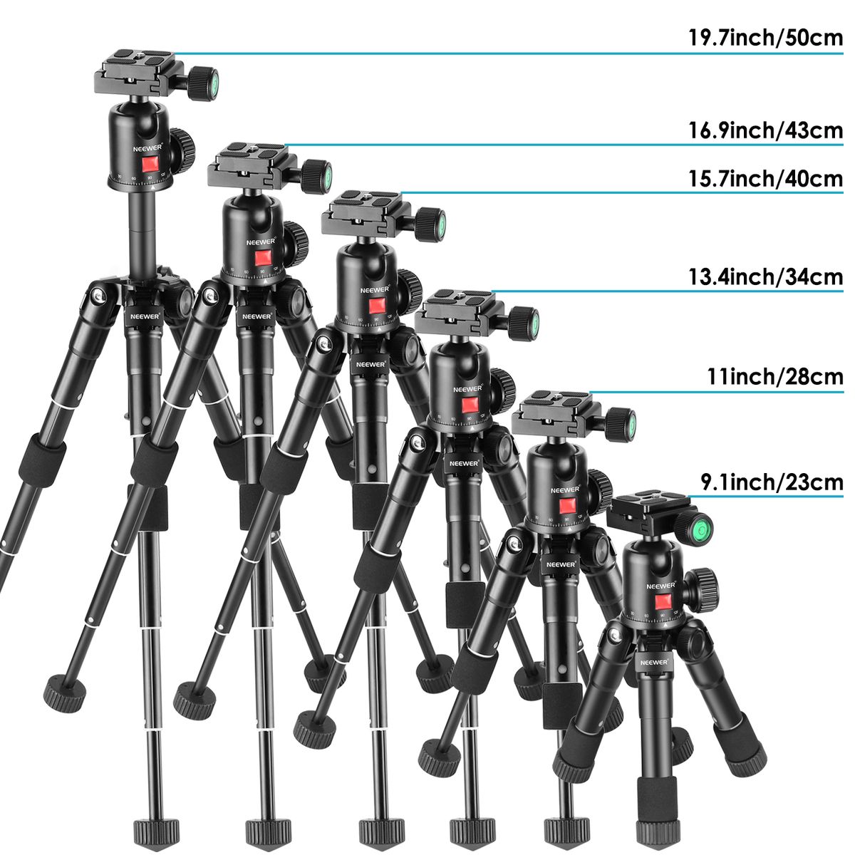 20 Inches/50 Centimeters Portable Compact Desktop Macro Mini Tripod With 360 Degree Ball Head,1/4 Inches Quick Release Plate, Bag For DSLR Camera, Video Camcorder Up To 11 Pounds/5 Kilograms