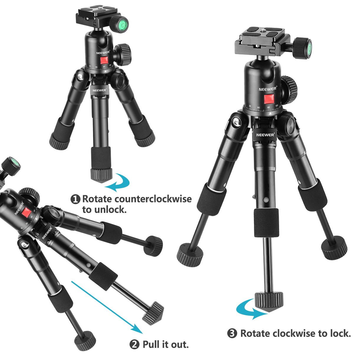 20 Inches/50 Centimeters Portable Compact Desktop Macro Mini Tripod With 360 Degree Ball Head,1/4 Inches Quick Release Plate, Bag For DSLR Camera, Video Camcorder Up To 11 Pounds/5 Kilograms