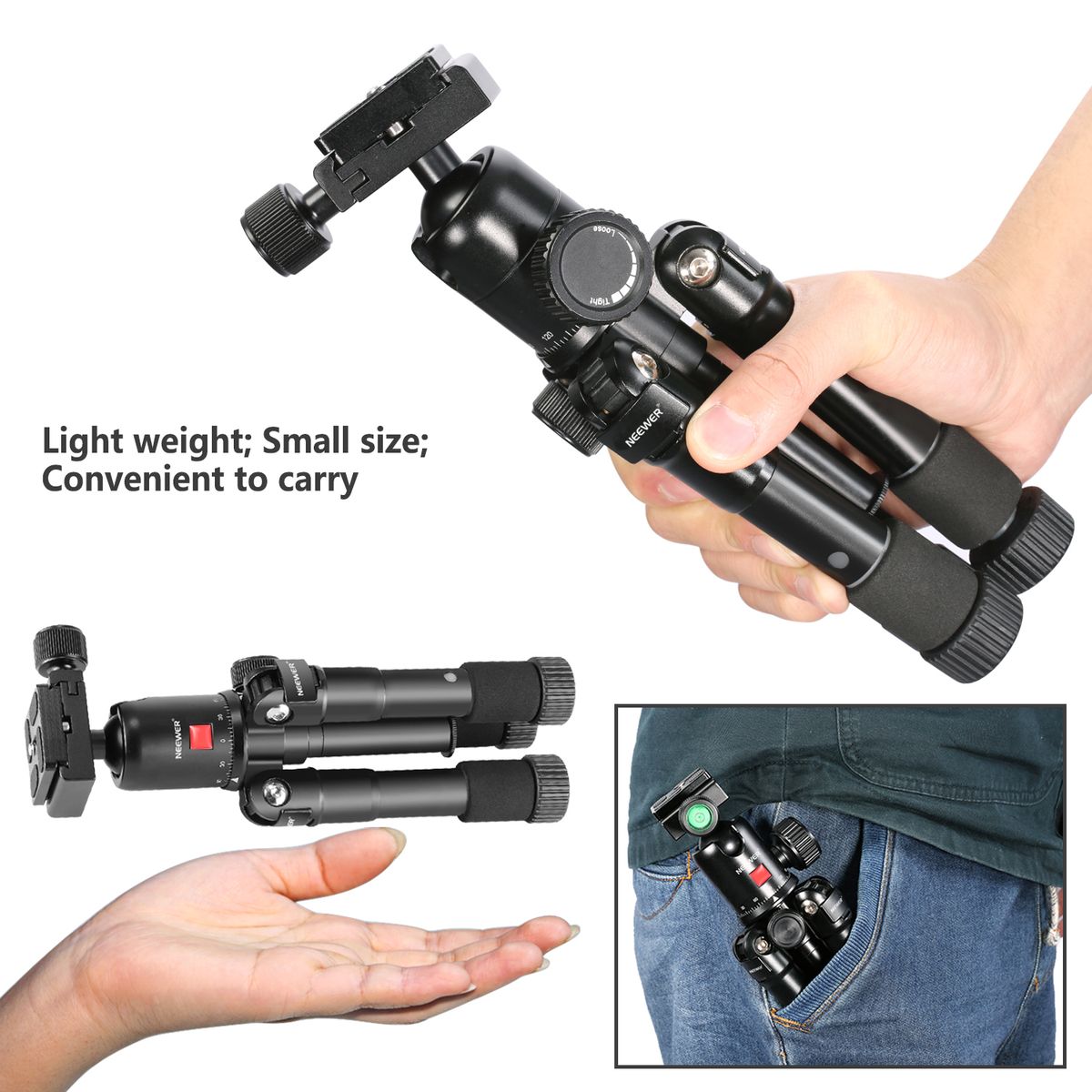 20 Inches/50 Centimeters Portable Compact Desktop Macro Mini Tripod With 360 Degree Ball Head,1/4 Inches Quick Release Plate, Bag For DSLR Camera, Video Camcorder Up To 11 Pounds/5 Kilograms