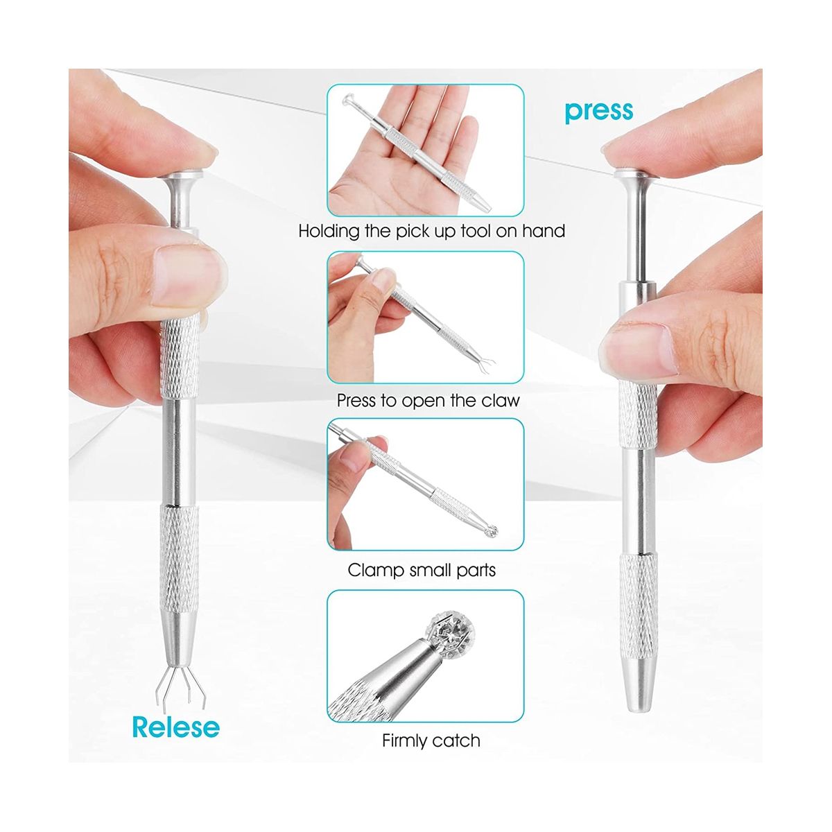 3 Pieces Stainless Steel Tool for Pickup, Piercing Ball Tool