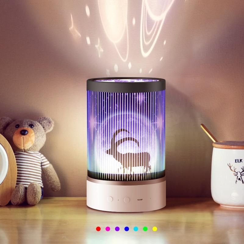 LED night light walking animation rotating starry sky projector night light USB charging with remote control projection light