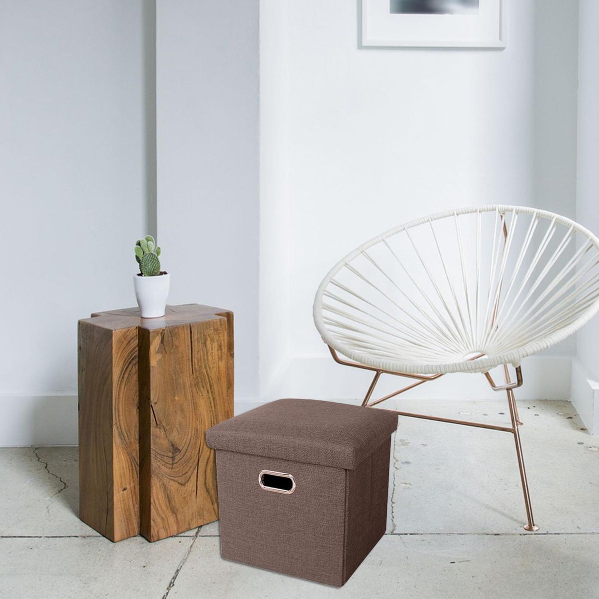 Houshold Storage Ottoman Rectangle Coffee Table Shoe Stool For Brown
