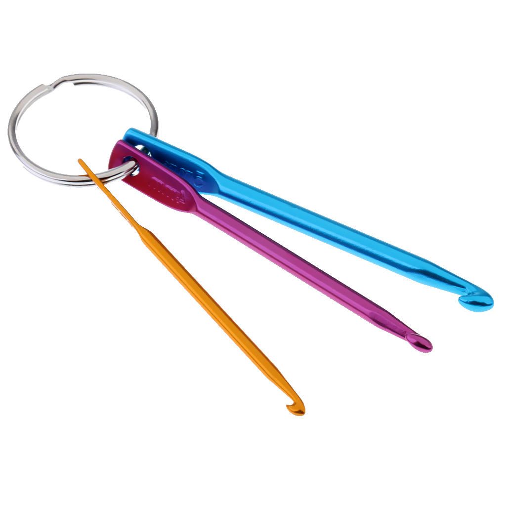 Useful Aluminum Keychain Crochet Hooks DIY Crafts Tools Knitting