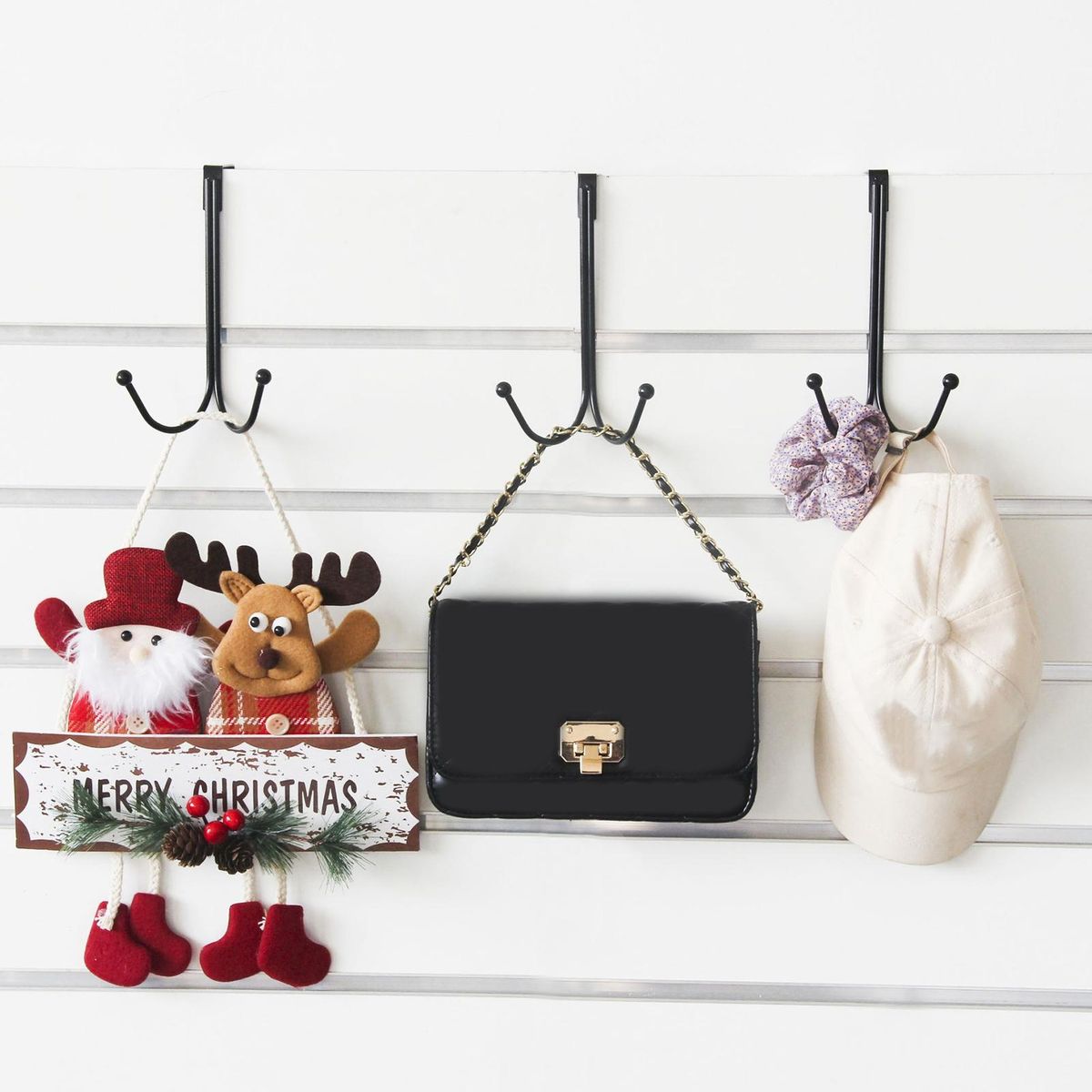 Scratch-free Wreath Hook for Doors 3-in-1 Metal Hooks Over Door
