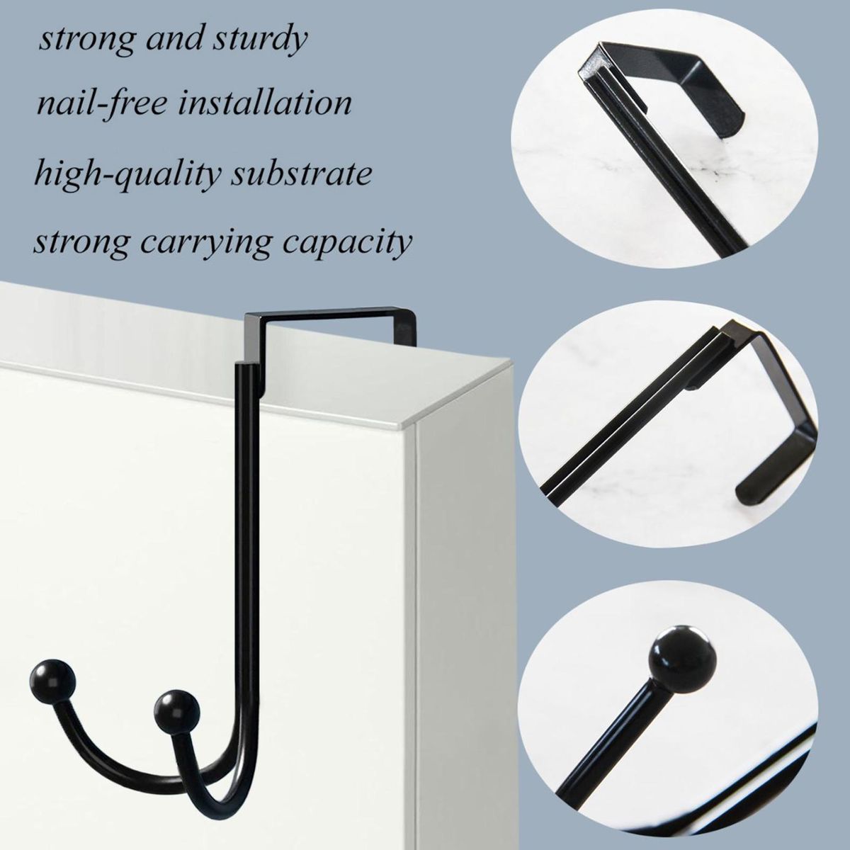 Scratch-free Wreath Hook for Doors 3-in-1 Metal Hooks Over Door