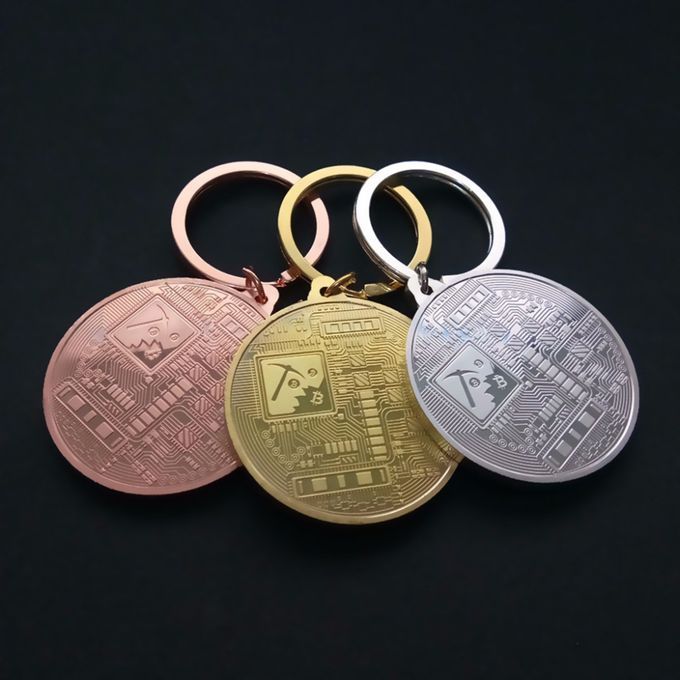 Key Holder Bitcoin Pattern Pendant Jewelry-Golden