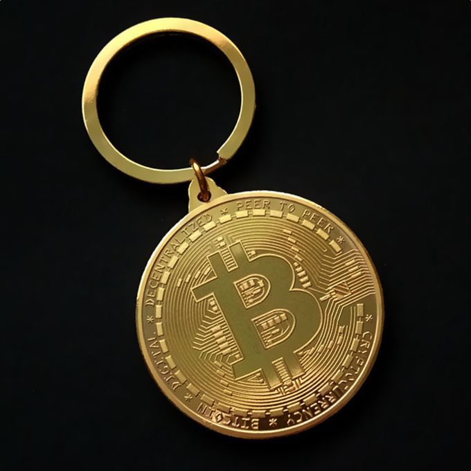 Key Holder Bitcoin Pattern Pendant Jewelry-Golden