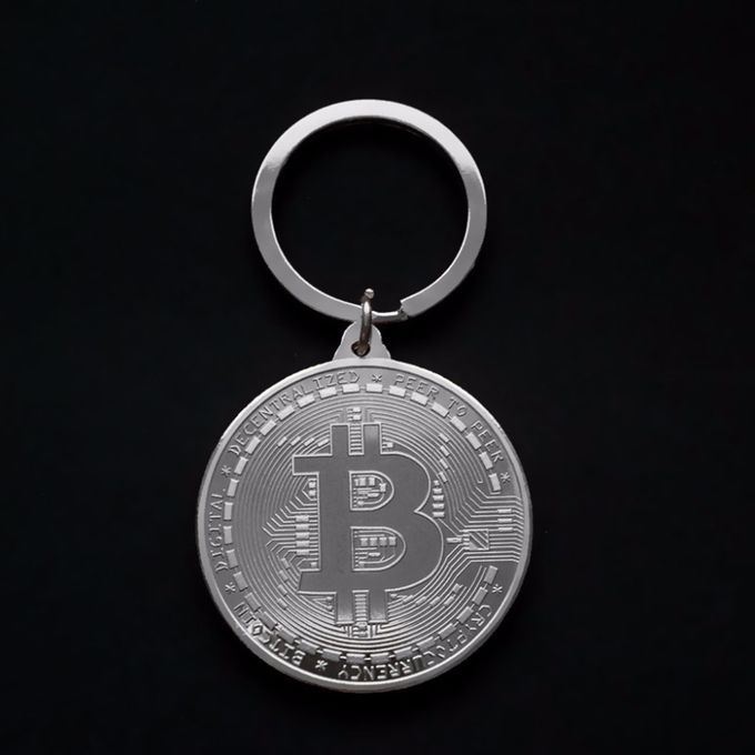 Key Holder Bitcoin Pattern Pendant Jewelry-Golden