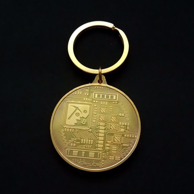 Key Holder Bitcoin Pattern Pendant Jewelry-Golden