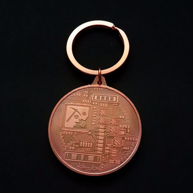 Key Holder Bitcoin Pattern Pendant Jewelry-Golden