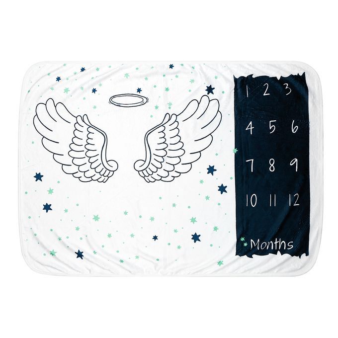 Baby Monthly Milestone Blanket For Girl Boy Floral Wings-3